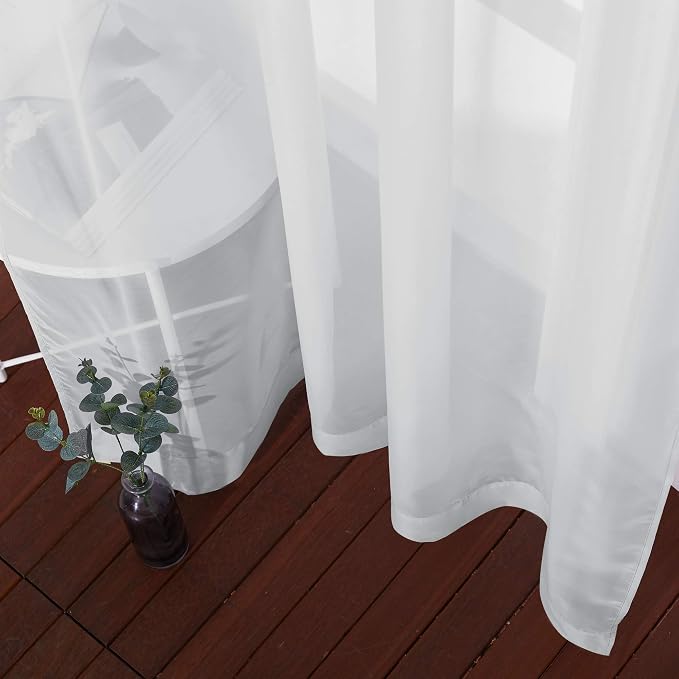 NICETOWN Living Room Window Curtains Sheer Textured, Grommet Casual Voile Sheer - Image 5