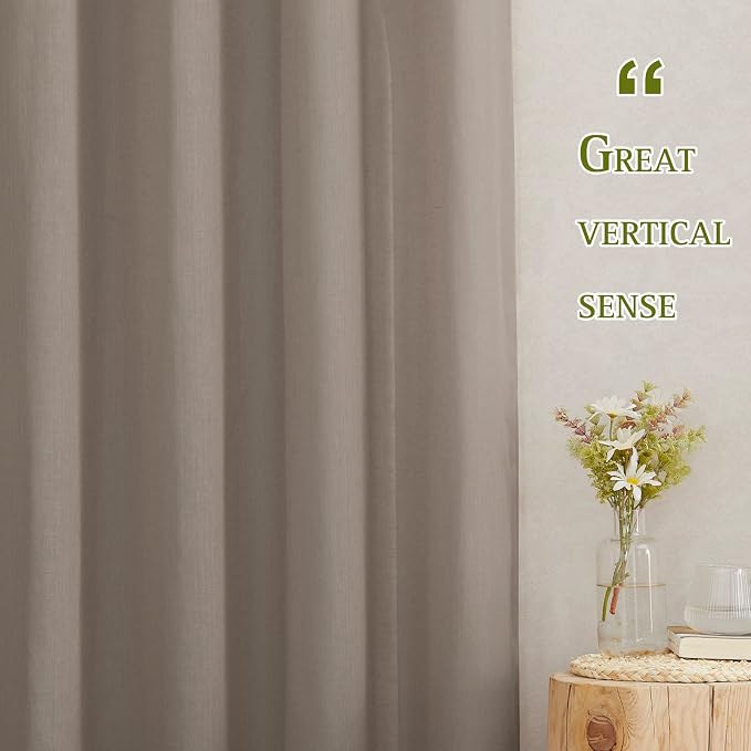 NICETOWN Linen Sheer Curtains 96 inches Long, Grommet Semi Sheer Flax Textued - Image 6