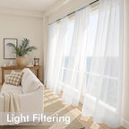 MIULEE White Sheer Curtains 100 Inches Long, 4 Panels Set, Light Filtering - Image 4