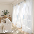 MIULEE White Sheer Curtains 95 Inches Long, 4 Panels Set, Light Filtering Voile - Image 4