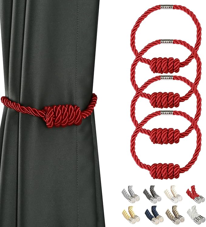 BEL AVENIR Magnetic Curtain Tiebacks, Decorative Drapery Holdbacks Modern Woven by BELAVENIR