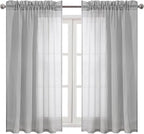DWCN Grey Sheer Curtains Semi Transparent Voile Rod Pocket Curtains - Image 9