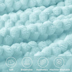 BEDELITE Fleece Blanket Twin for Bed Couch, 3D Jacquard Decorative Cloud Blue - Image 3