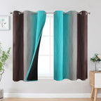 Estelar Textiler Brown and Teal Ombre Blackout Curtains 45 Inch Length 2 Panels by ESTELARTEXTILER