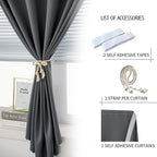 Magic Tape Stick On Curtains Window Shades Pull Down Blackout Window Cover - Image 5