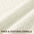 decorUhome Summer Cream White Chenille Throw Pillow Covers 16x16 Set of 2 - Image 2