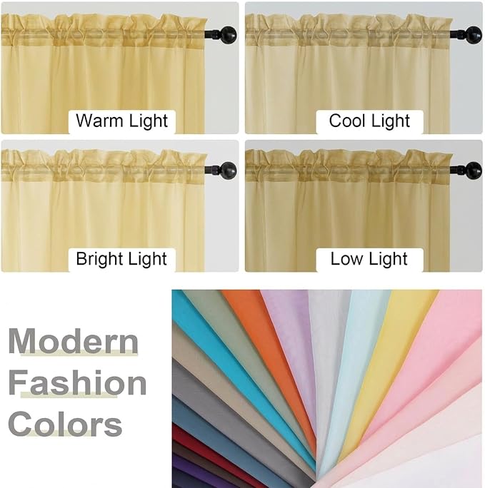 Sheer Curtains 84 Inches Long 2 Panels Set - Image 7