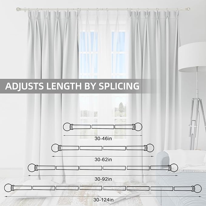 Thestoa Nickel Curtain Rods for Windows 30-46 Inch, 5/8" Stainless Steel Small - Image 5