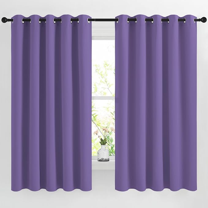 NICETOWN Lilac Purple Room Darkening Curtains 66 inches Long, Grommet Thermal by NICETOWN
