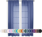 OWENIE Blue Sheer Curtains 72 Inches Long 2 Panels Set, Transparent Light by OWENIE