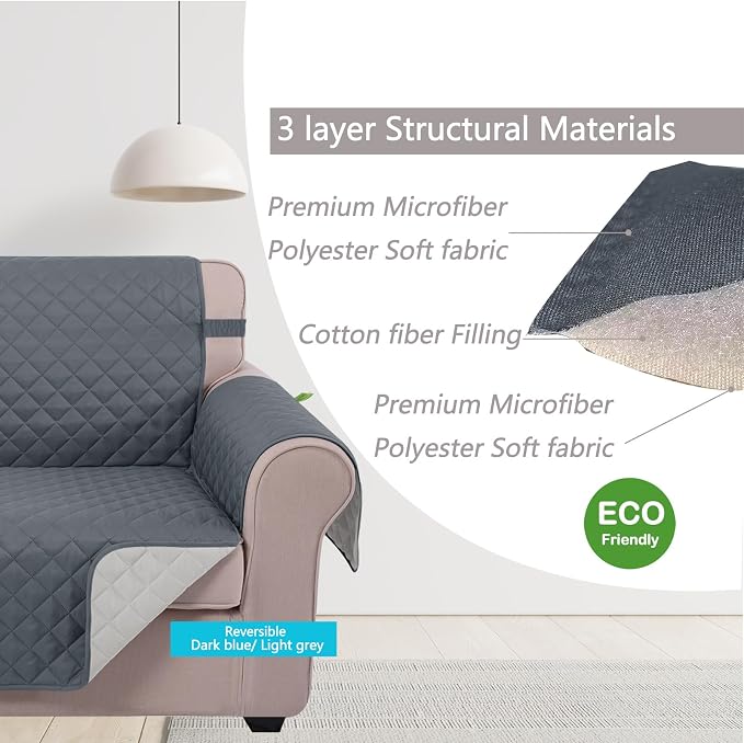 U-NICE HOME Reversible Oversized Chair Covers Quilted Water Repellent Pet - Image 5