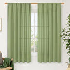 LAMIT Sage Green Linen Curtains 63 inch Length by LAMIT