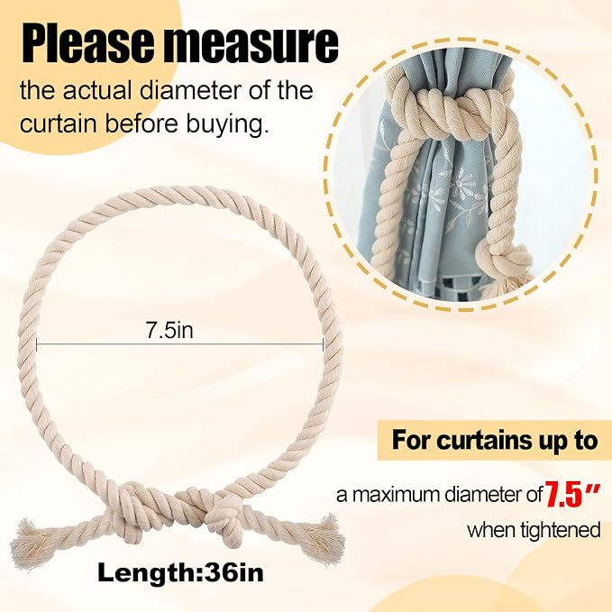 8 Pcs Hand Woven Curtain Tiebacks No Drilling - Image 5