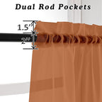OVZME Orange Sheer Curtains 54 Inches Long 2 Panels - Image 4