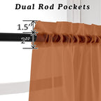OVZME Orange Sheer Curtains 63 inch Length 2 Panels - Image 3