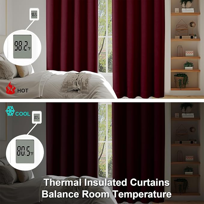 Simplebrand Ava Burgundy Short 36 Inches Blackout Curtain 2 Panels Set - Image 6