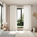 Nanspring Beige White Linen Curtains 96 Inches Long - Image 8