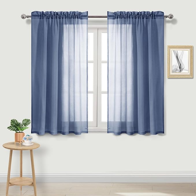 DWCN Sheer Curtains Semi Transparent Voile Rod Pocket Curtains by DWCN