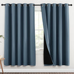 NICETOWN 100% Blackout Window Curtain Panels, Smoky Blue, 2 Pieces, 62-inch by NICETOWN
