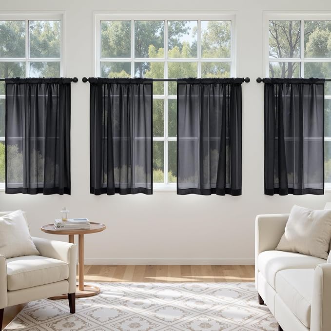 MIULEE Short Curtains 30 Inches Long, 4 Panels Set, Light Filtering Half Window - Image 2
