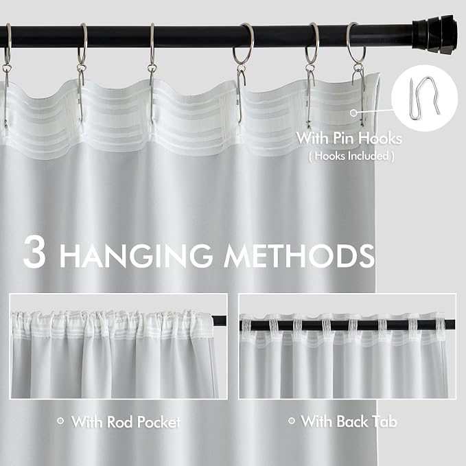 MIULEE Back Tab Light Blocking Curtains 108 Inch Long 2 Panels Set - Image 3
