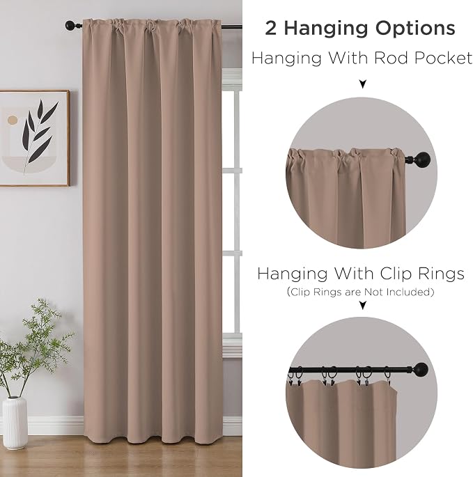 CUCRAF Khaki Blackout Curtains Customize, Rod Pocket Room Darkening Curtain - Image 3