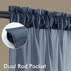 MIULEE Navy Blue Sheer Curtains 72 Inches Long, 4 Panels Set, Light Filtering - Image 3