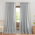 NICETOWN Light Gray Linen Sheer Curtains 108 inches Long, Rod Pocket & Back Tab by NICETOWN