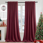 MIULEE Christmas Wine Red Back Tab Blackout Curtains 102 Inch Long 2 Panels Set by MIULEE