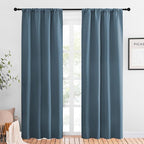 NICETOWN Blackout Curtains for Living Curtains, Smoky Blue, 1 Pair, 34-inch W x by NICETOWN
