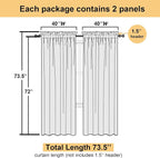 Lecloud Sky Blue Sheer Curtains 72 Inches Length 2 Panels, Lightweight Dual Rod - Image 3