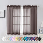 Aiyufeng Chocolate Sheer Curtains 45 Inches Long 2 Panels, Solid Voile Top Dual by Aiyufeng
