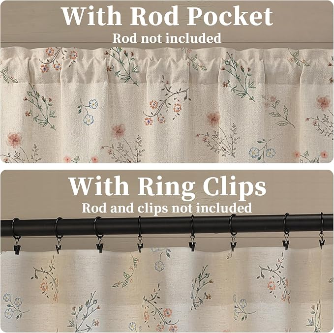 Kitchen Valances for Windows, Country Farmhouse Cottage Rustic Vintage Floral - Image 5