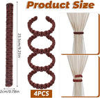 Ptwola 4 Pack Braided Curtain Tiebacks Boho Elegant Rustic Curtain Holdbacks - Image 2