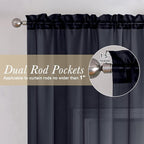Lecloud Sheer Curtain Panels Set 96" Inches Long, Solid Voile Light Filtering - Image 2