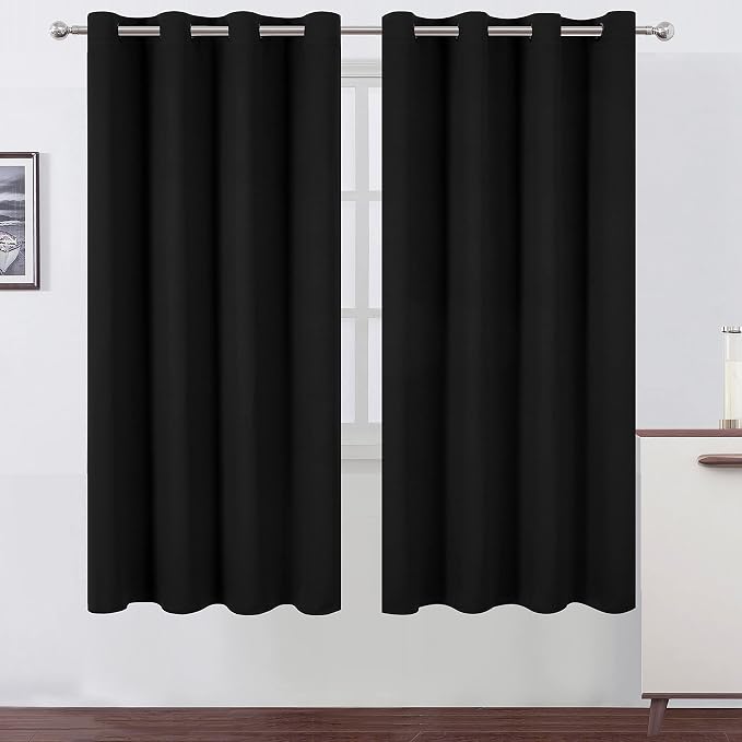 LEMOMO Black Thermal Blackout Curtains/52 x 72 Inch/Set of 2 Panels Room by Lemomo