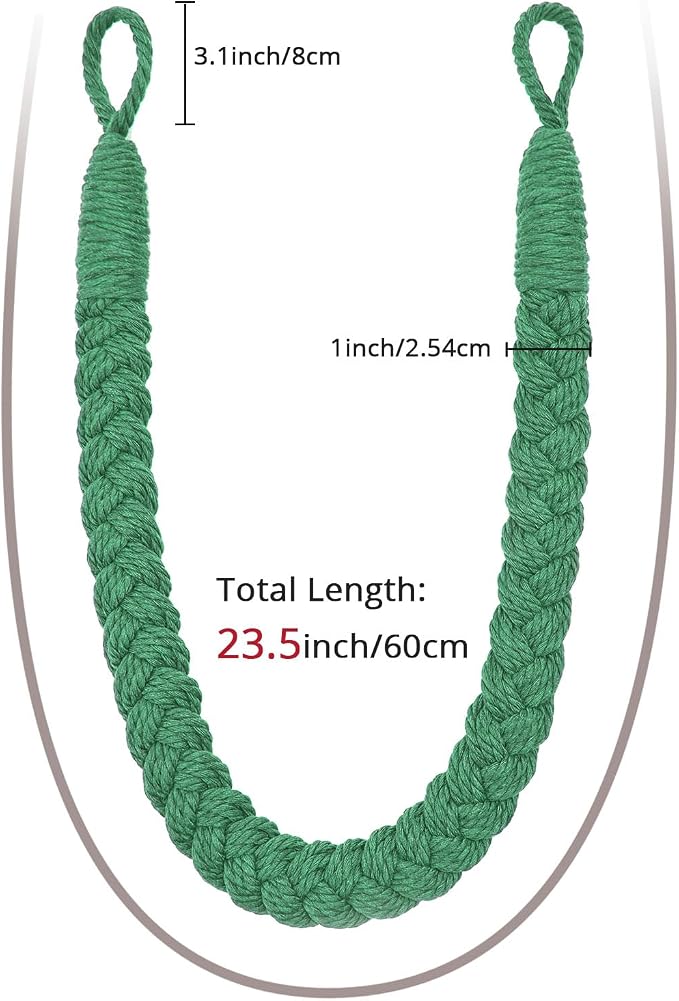 NICEEC 2 Pack Natural Cotton Rope Curtain Tiebacks Elegant Boho Style - Image 3