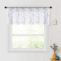 MRTREES Sheer Voile Curtain Valances, Leaves Embroidered Valance Curtains Rod by MRTREES