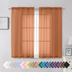 Aiyufeng Orange Sheer Curtains 54 Inch Length 2 Panels Set, Light Filtering by Aiyufeng
