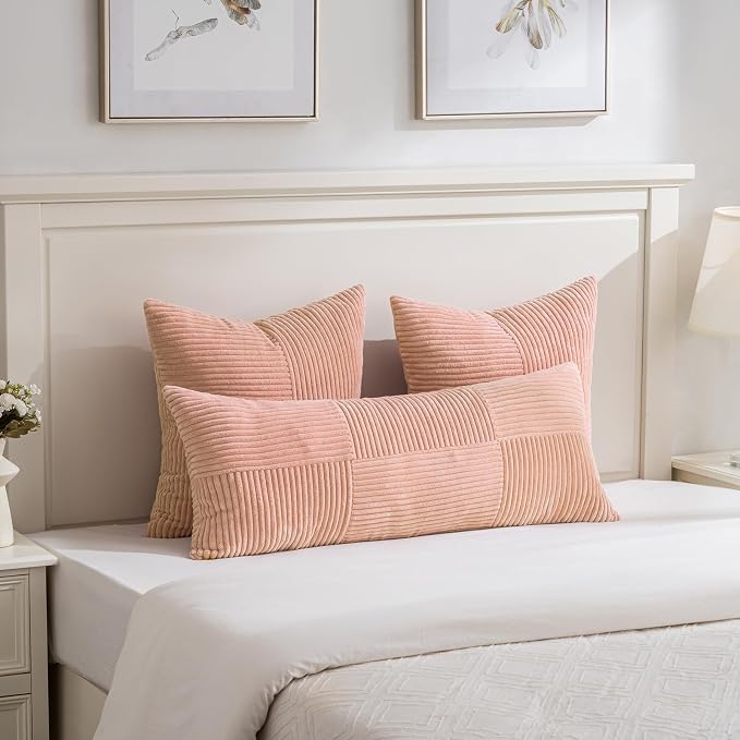 Fancy Homi 2 Packs Peach Decorative Throw Pillow Covers 22x22 Inch - Image 6