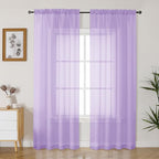 Gwine Lilac Sheer Curtains 90 Inches Long 2 Panels Set, Light Filtering Solid by Gwine