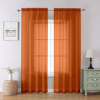 Lecloud Orange Sheer Curtains 84 Inches Long 2 Panels Set, Rod Pocket by Lecloud