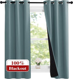 NICETOWN Aqua 100% Blackout Lined Curtains, 2 Thick Layers Narrow Wide Window by NICETOWN