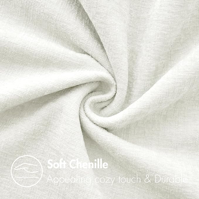 MIULEE Pack of 2 Couch Throw Pillow Covers 20x20 Inch Soft White Chenille - Image 2
