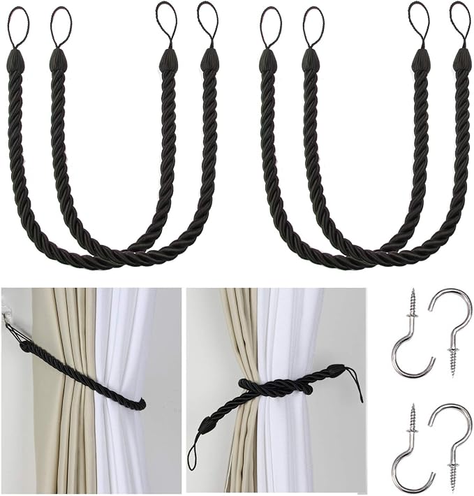 BEL AVENIR Curtain Tiebacks Ropes Tie-Backs, Handmade Curtain Holdbacks by BELAVENIR