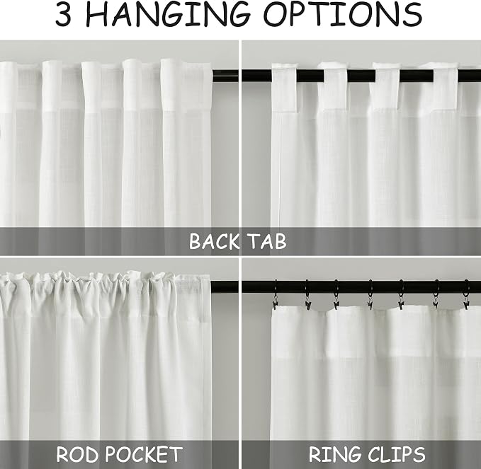 Semi Sheer Linen Curtains 90 Inches Long - Image 3