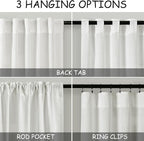 Nanspring Ivory Linen Curtains 63 Inches Length 2 Panels Set - Image 3