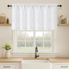 OVZME White Valance for Windows, Light Filtering Thick Textured Small Cafe by OVZME