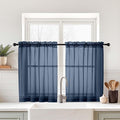 Navy Blue Small Sheer Curtains Tier 24 Inches Length 2 Pieces, Light Filtering by Home