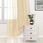 DWCN Beige Sheer Curtains Semi Transparent Voile Rod Pocket Curtains - Image 4